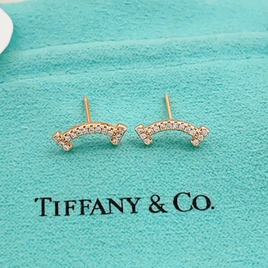 Tiffany & Co. Rose Gold Pave Smiley Stud Earrings