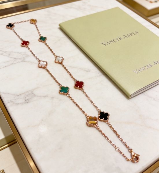 Van Cleef & Arpels VCA Rainbow Clover Pendant Necklace Jewelry