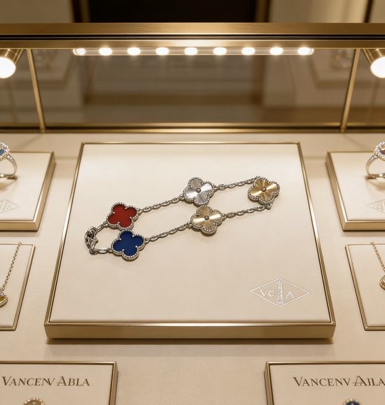 Van Cleef & Arpels VCA Rainbow Clover V Gold Bracelet