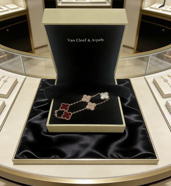 Van Cleef & Arpels VCA Rainbow Clover V Gold Bracelet