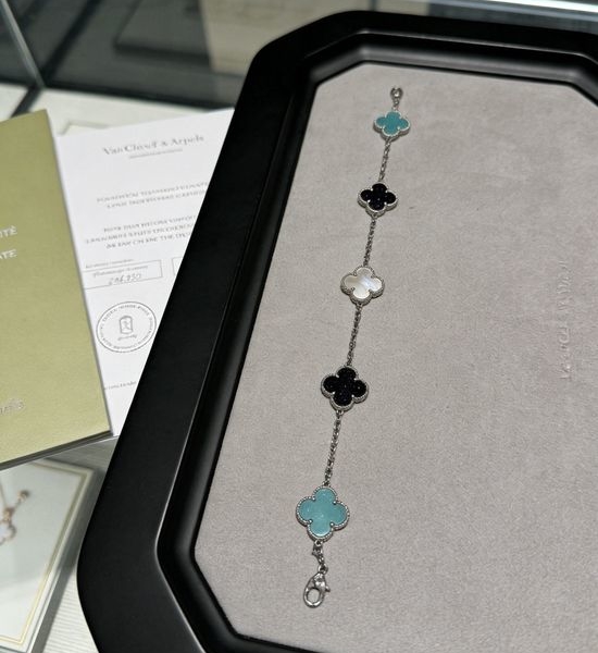Van Cleef & Arpels VCA Rainbow Enamel Clover Bracelet