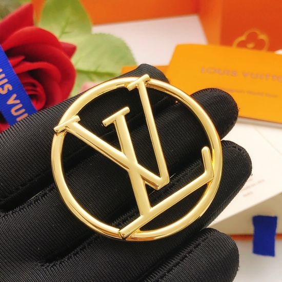 Louis Vuitton LV Round Polished Brass Brooch