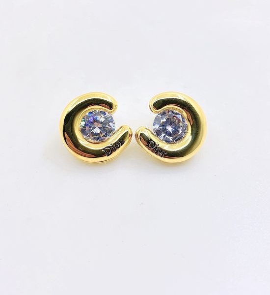 Christian Dior CD Half-circle Diamond Stud Earrings