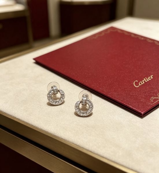 Cartier Minimalist Ring Shape Gold Earrings