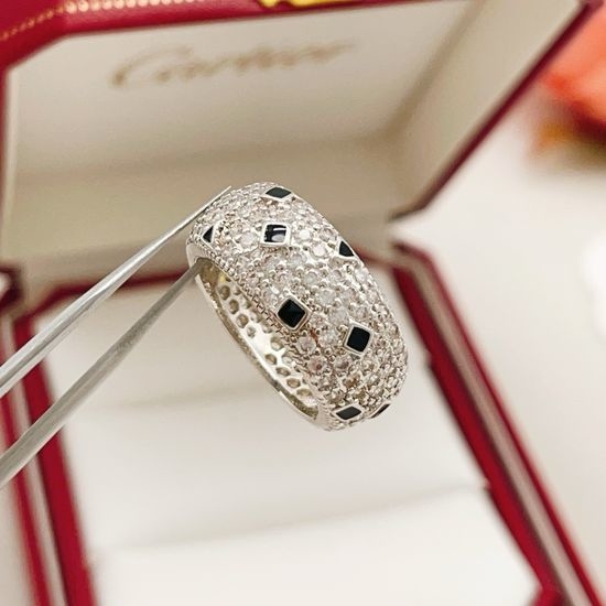 Cartier Silver Leopard Print Diamond Ring