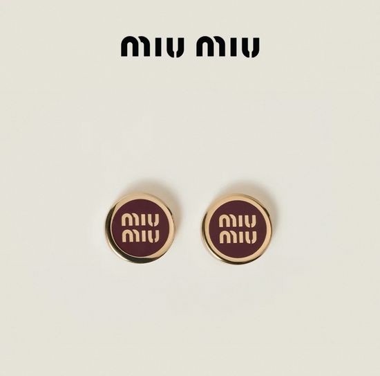 Miu Miu Enamel Button Letter Decor Stud Earrings
