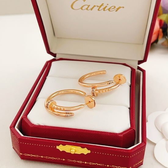 Cartier Rose Gold Diamond Nail Stud Earrings
