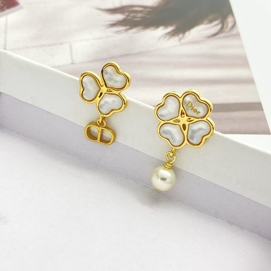 Christian Dior CD Asymmetric Mother of Pearl Stud Earrings