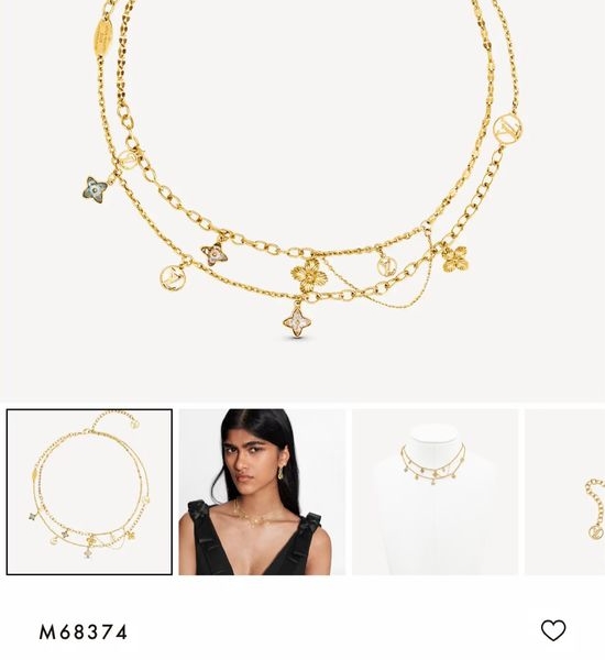 Louis Vuitton LV Monogram Flower Diamond Pendant Gold Necklace