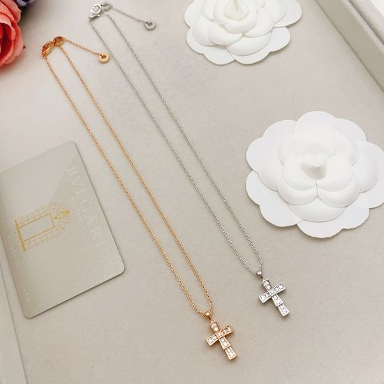 Bvlgari Diamond Cross Pendant Necklace
