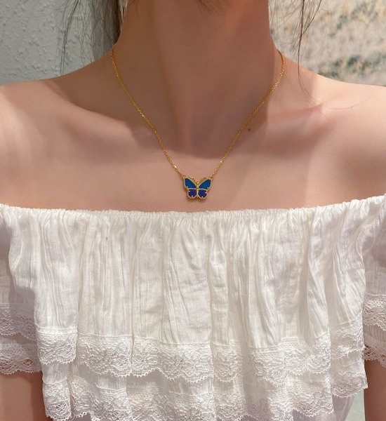 Van Cleef & Arpels VCA Blue Butterfly Design Necklace