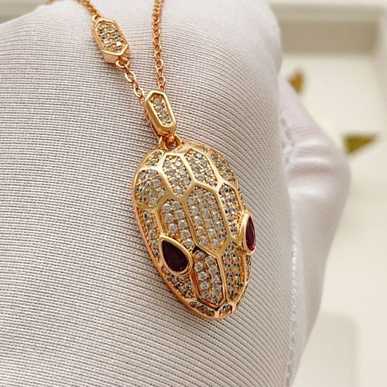 Bvlgari Ruby Eye Snake Pendant Necklace