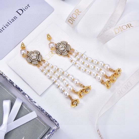 Christian Dior CD Rose Flower Core Stud Earrings