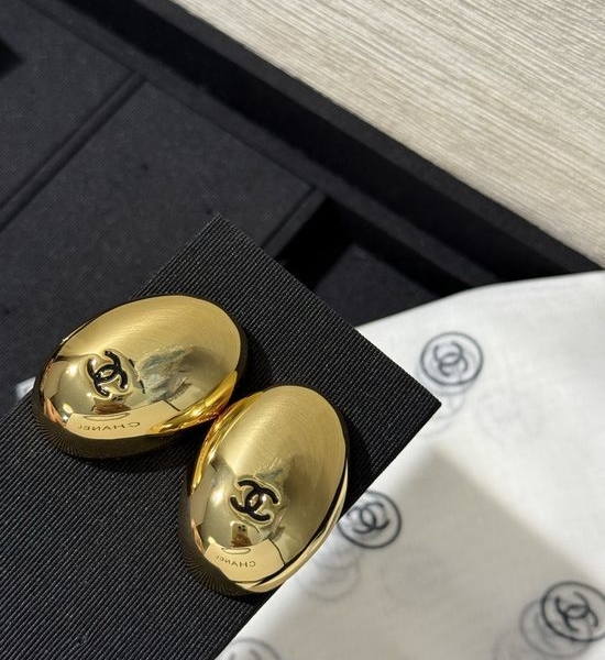 Chanel Enamel Oval Large Dangle Earrings