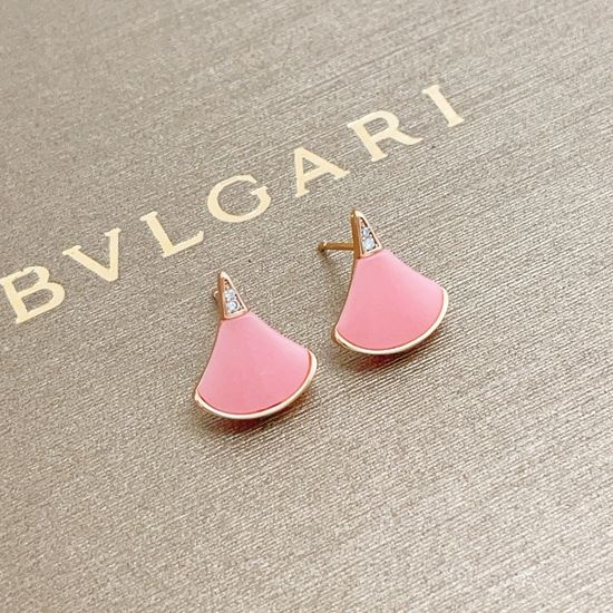 Bvlgari Pink Shell Fan Shaped Stud Earrings
