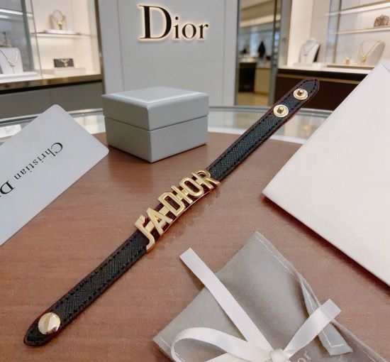 Christian Dior CD Genuine Leather Adjustable Bracelet