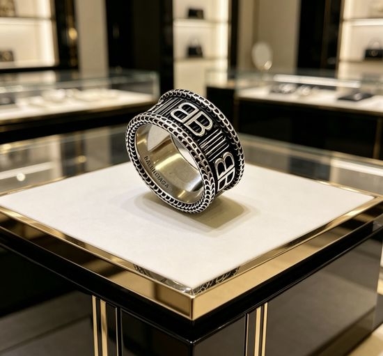 Balenciaga Retro Distressed Minimalist Band Ring