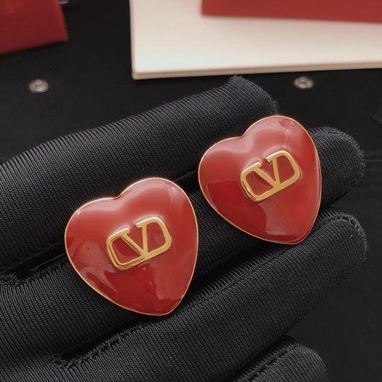 Valentino Red Heart Stud Earrings