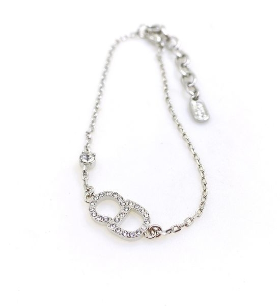 Christian Dior CD Classic White Gold Letter Logo Bracelet