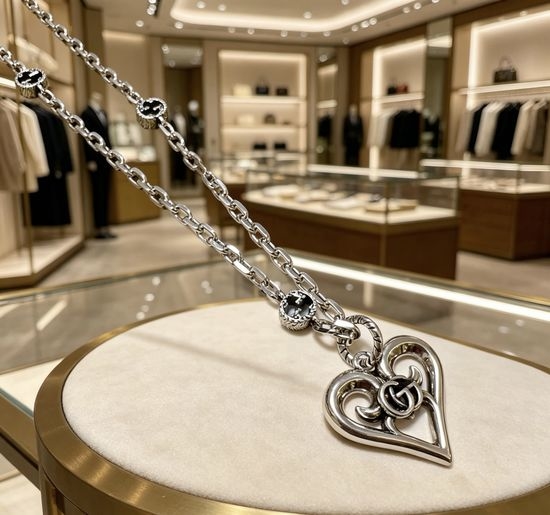 Gucci Classic Retro Silver Pendant Necklace