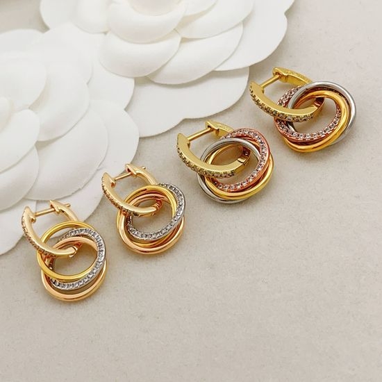 Cartier Three-tone Pavé Diamond Round Earrings