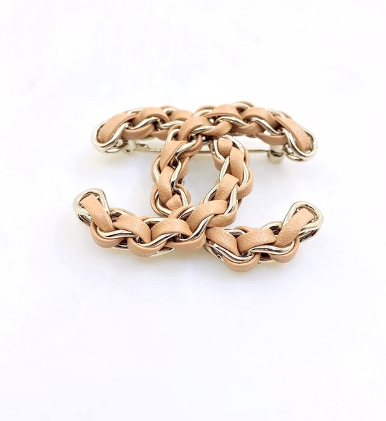 Chanel Yellow Leather Twisted Brooch