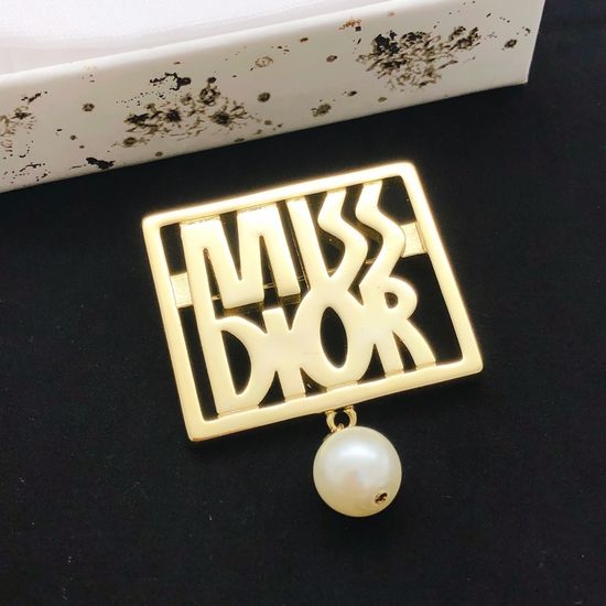Christian Dior CD Polished Pearl Drop Decorative Brooch