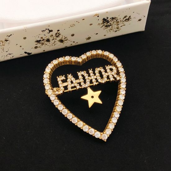 Christian Dior CD Heart Shaped Decorative Brooch