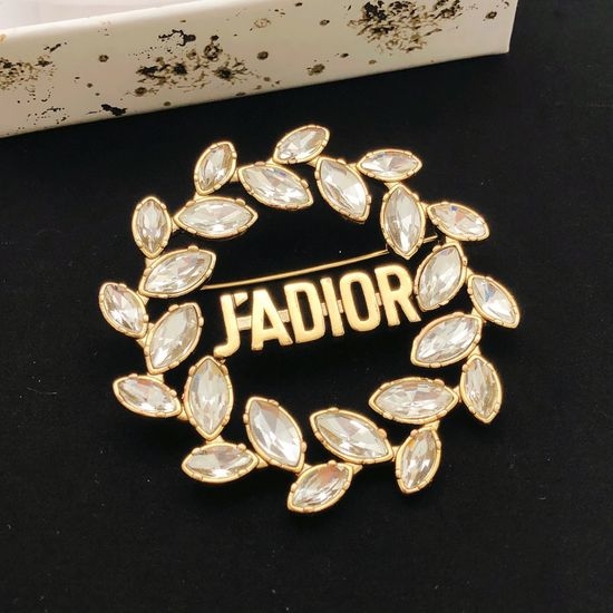 Christian Dior CD Round Marquise Cut Decorative Brooch