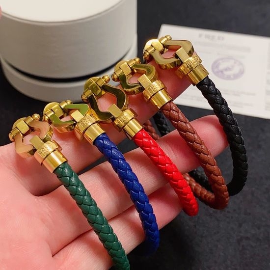 Fred Genuine Leather Bracelet Colorfast Steel Material