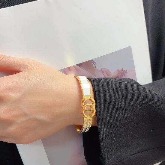 Chanel Engraved Letter Diamond Bangle