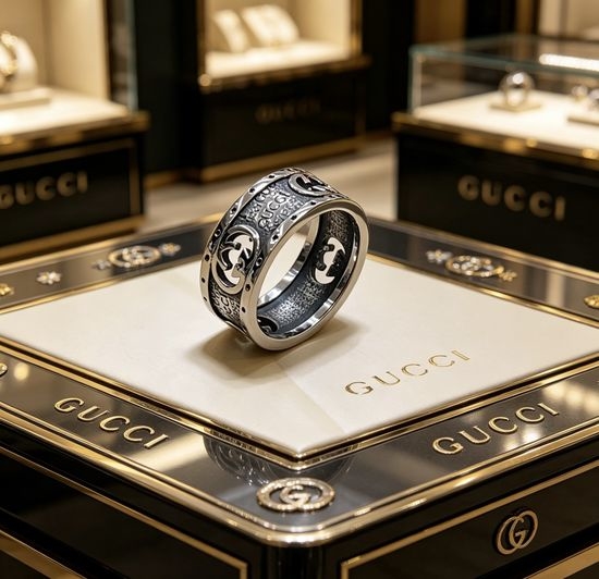 Gucci Double Letter Engraved Couple Ring