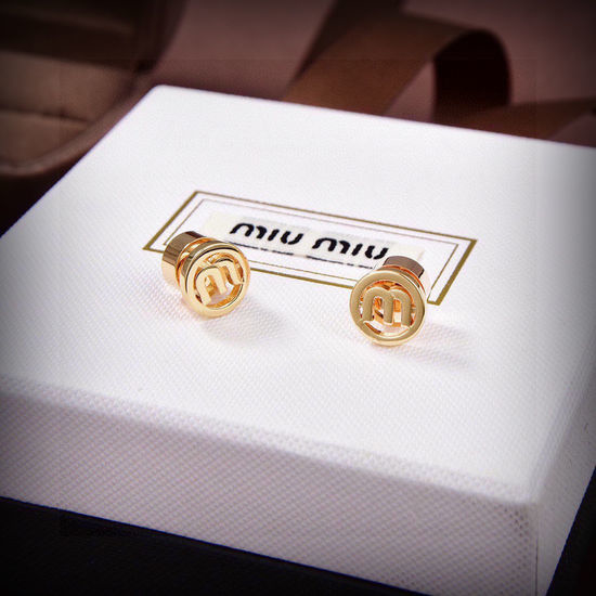 Miu Miu Letter Stud Earrings Minimalist Daily Wear