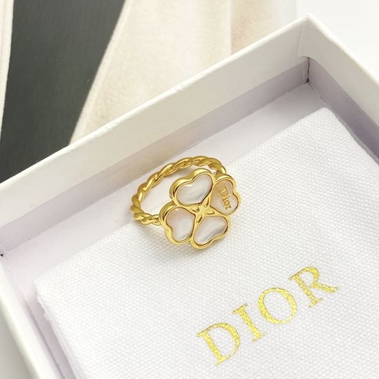 Christian Dior CD Mother of Pearl Clover Ring