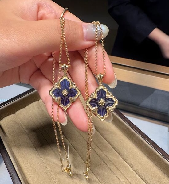 Buccellati Blue Enamel Diamond Opera Necklace