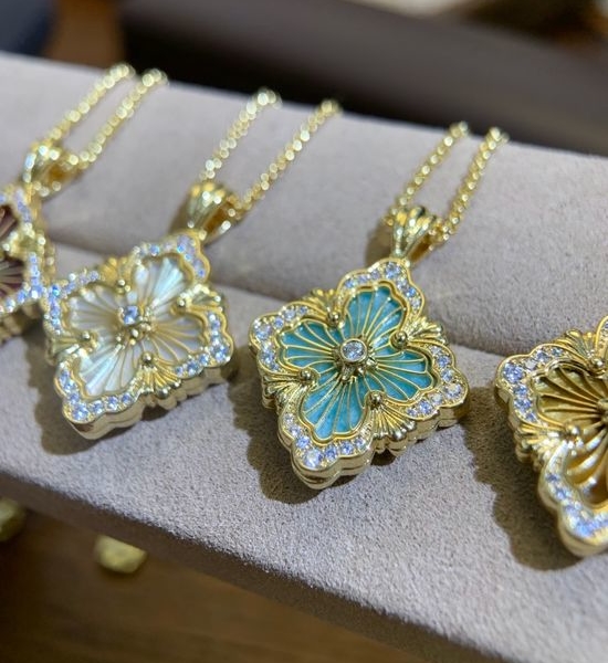 Buccellati White Shell Diamond Opera Necklace