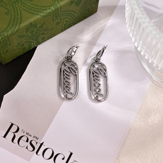 Gucci Curved Logo Design Stud Earrings