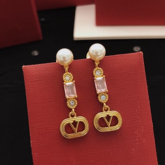 Valentino Color Diamond Tassel Brass Earrings