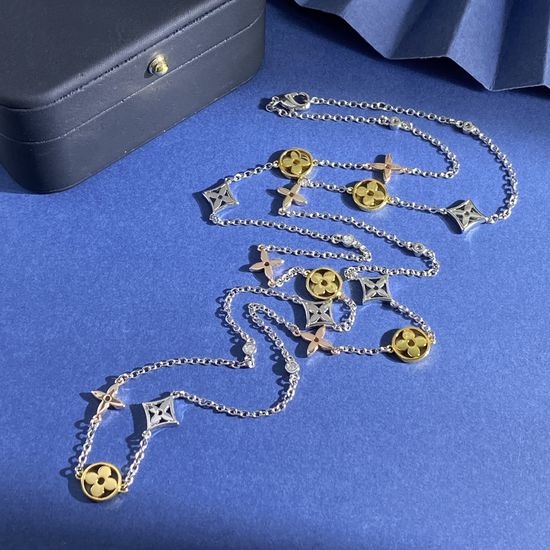 Louis Vuitton LV Rhinestone Inlaid Long Sweater Necklace