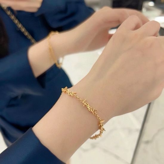 Yves Saint Laurent YSL Minimalist Letter Gold Bracelet