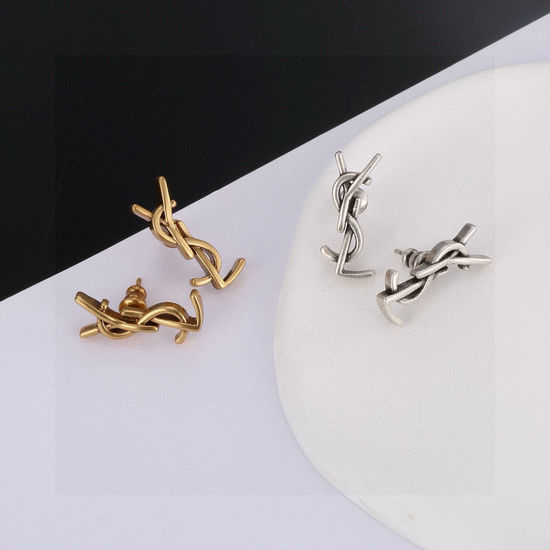 Yves Saint Laurent YSL Minimalist Stud Earrings Fashion Accessory