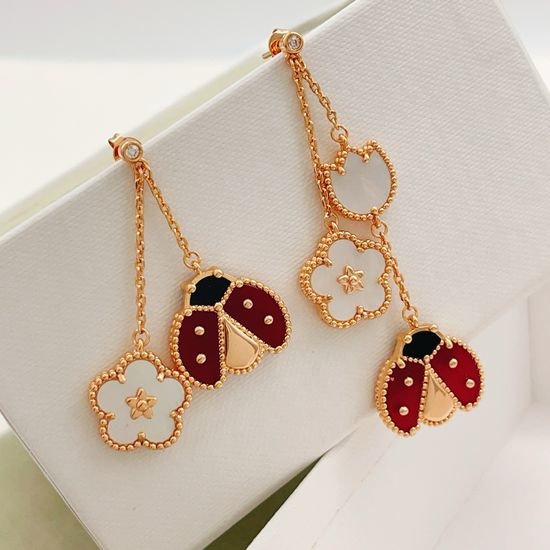 Van Cleef & Arpels VCA Tassel Ladybug Stud Earrings