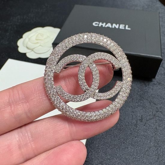 Chanel Circular Rhinestone Studded Brooch