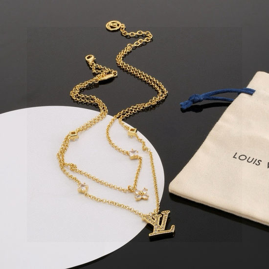 Louis Vuitton LV Inlaid Crystal Letter Bracelet Necklace