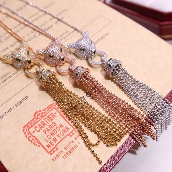 Cartier Emerald Tassel Pendant Necklace In Three Colors