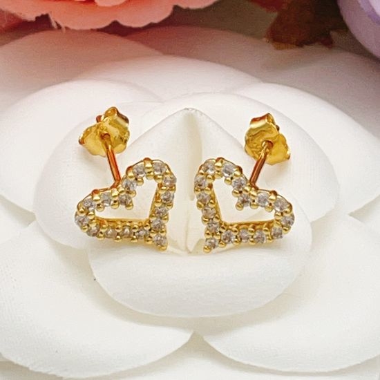 Fendi Diamond Heart Stud Earrings