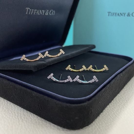 Tiffany & Co. Smile Shape Stud Earrings Gold Plated