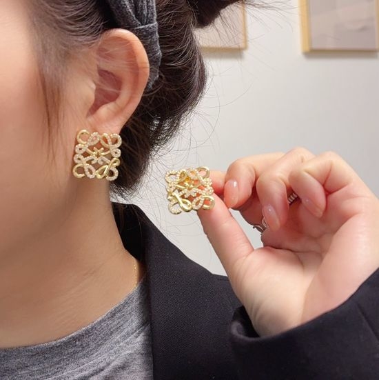 Loewe Half-diamond Square Elegant Stud Earrings