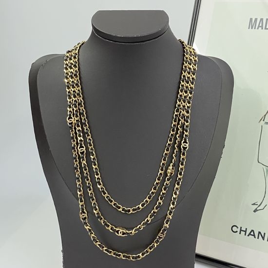 Chanel Multi-layer Woven Leather Chain Cool Necklace