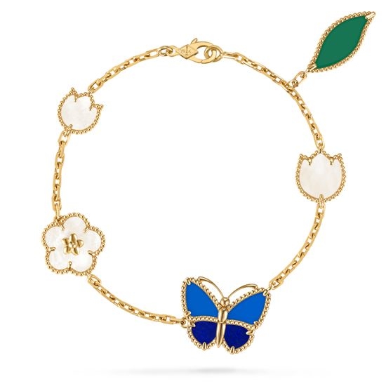 Van Cleef & Arpels VCA Blue Shell Butterfly Chain Bracelet